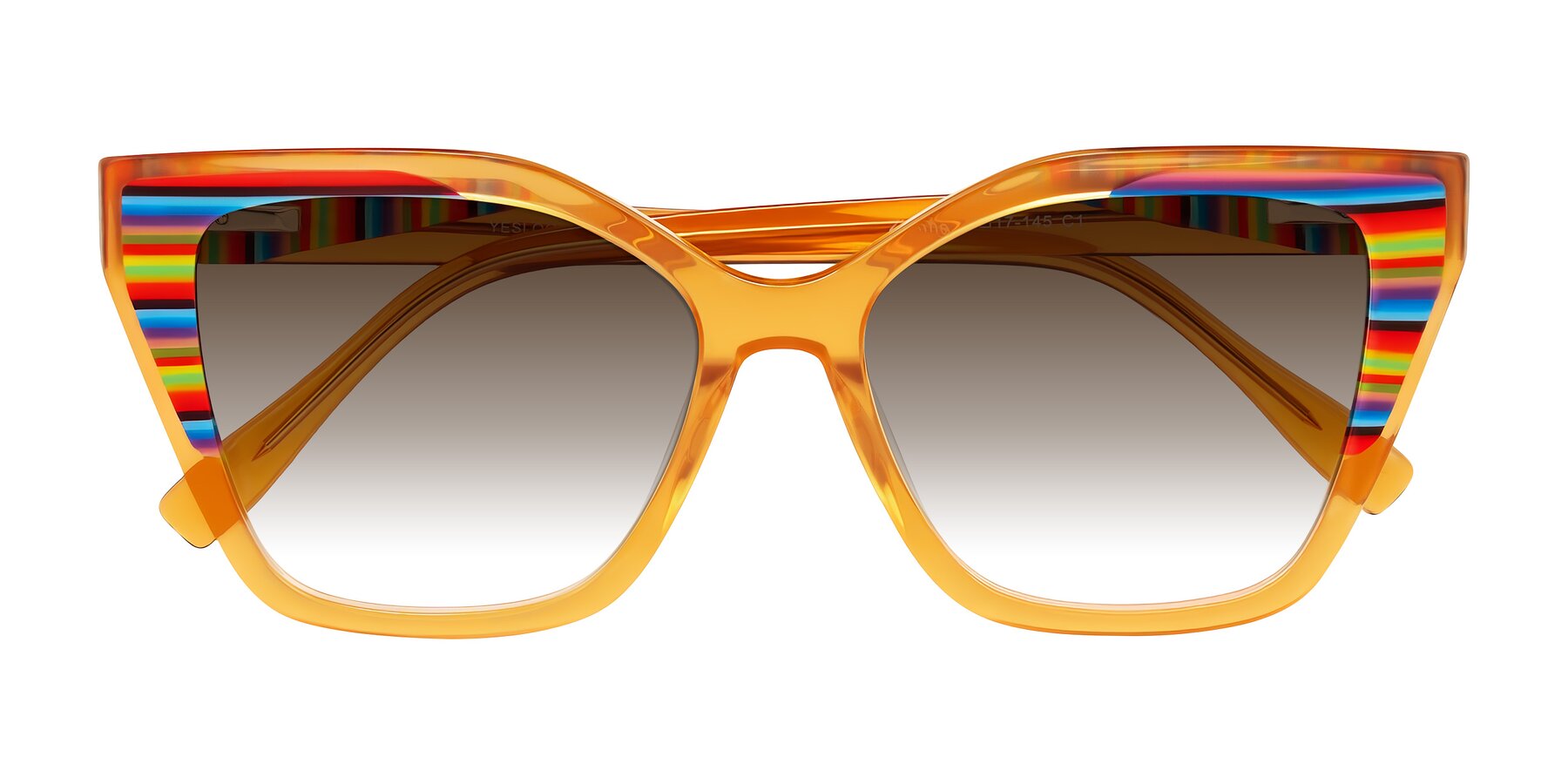 Folded Front of Zimme in Honey Groove with Brown Gradient Lenses
