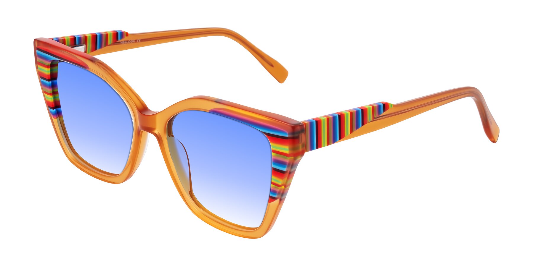 Angle of Zimme in Honey Groove with Blue Gradient Lenses