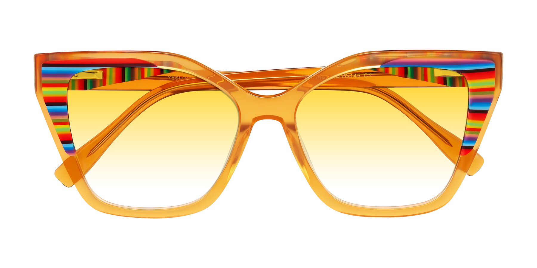 Folded Front of Zimme in Honey Groove with Yellow Gradient Lenses