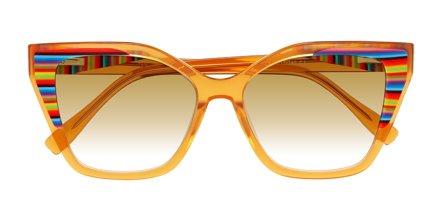 Folded Front of Zimme in Honey Groove with Champagne Gradient Lenses