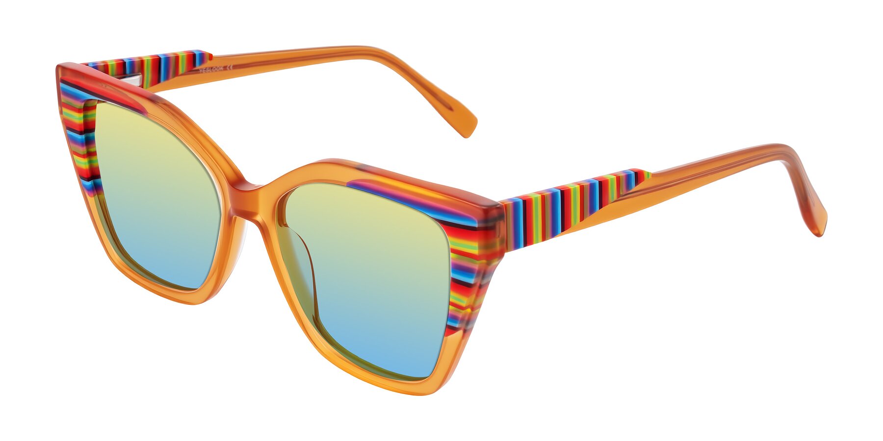 Angle of Zimme in Honey Groove with Yellow / Blue Gradient Lenses