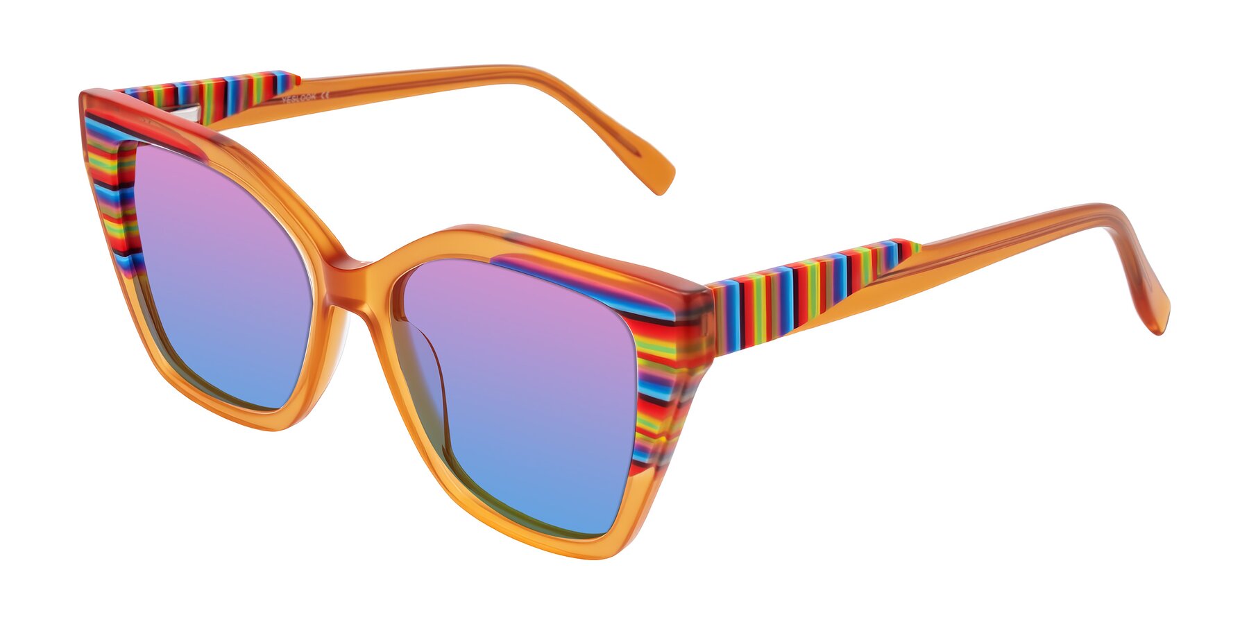 Angle of Zimme in Honey Groove with Pink / Blue Gradient Lenses