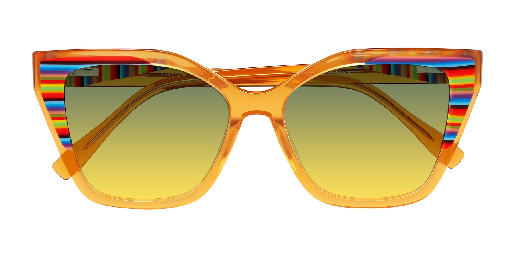 Folded Front of Zimme in Honey Groove with Green / Yellow Gradient Lenses