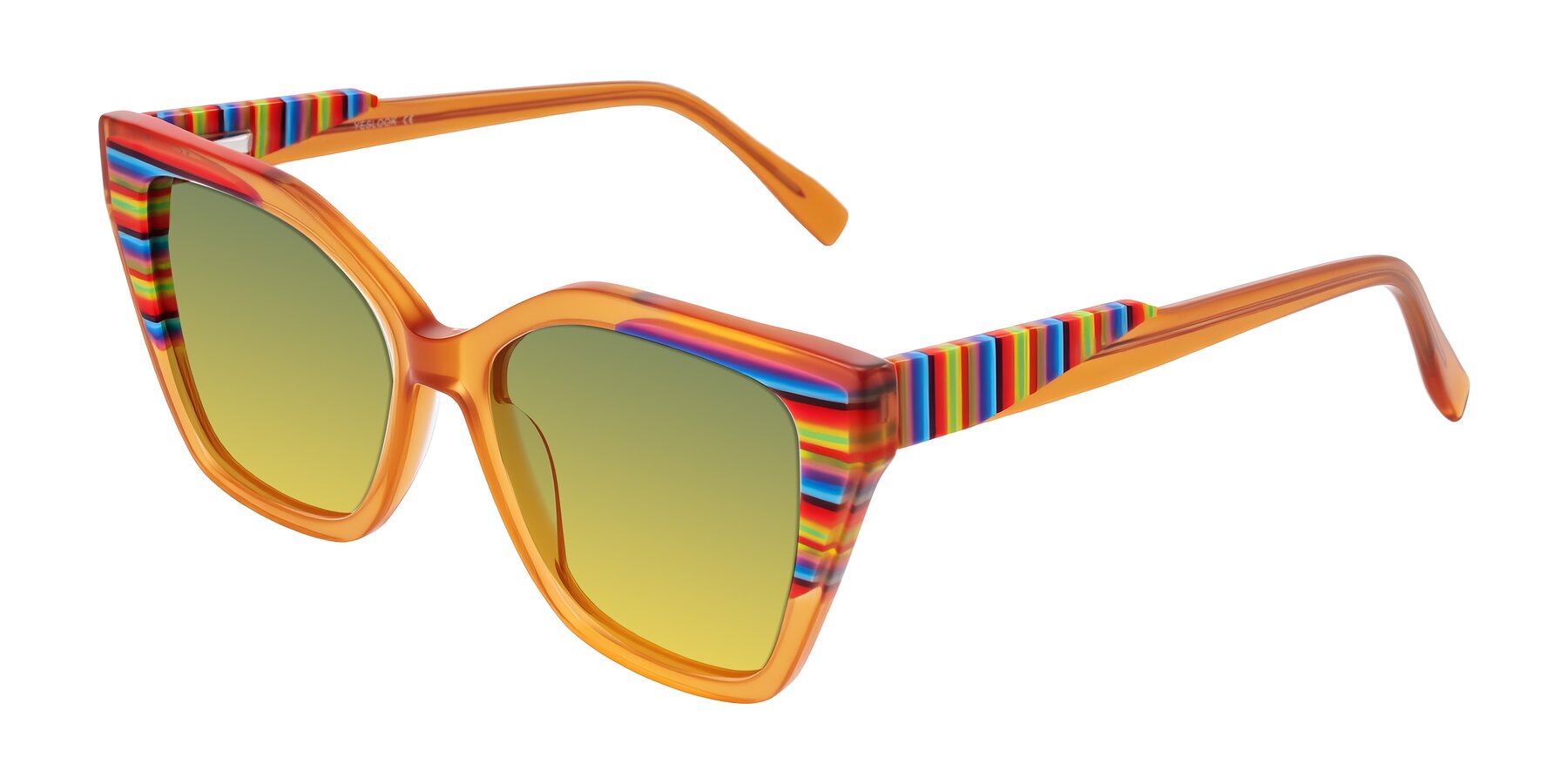 Angle of Zimme in Honey Groove with Green / Yellow Gradient Lenses