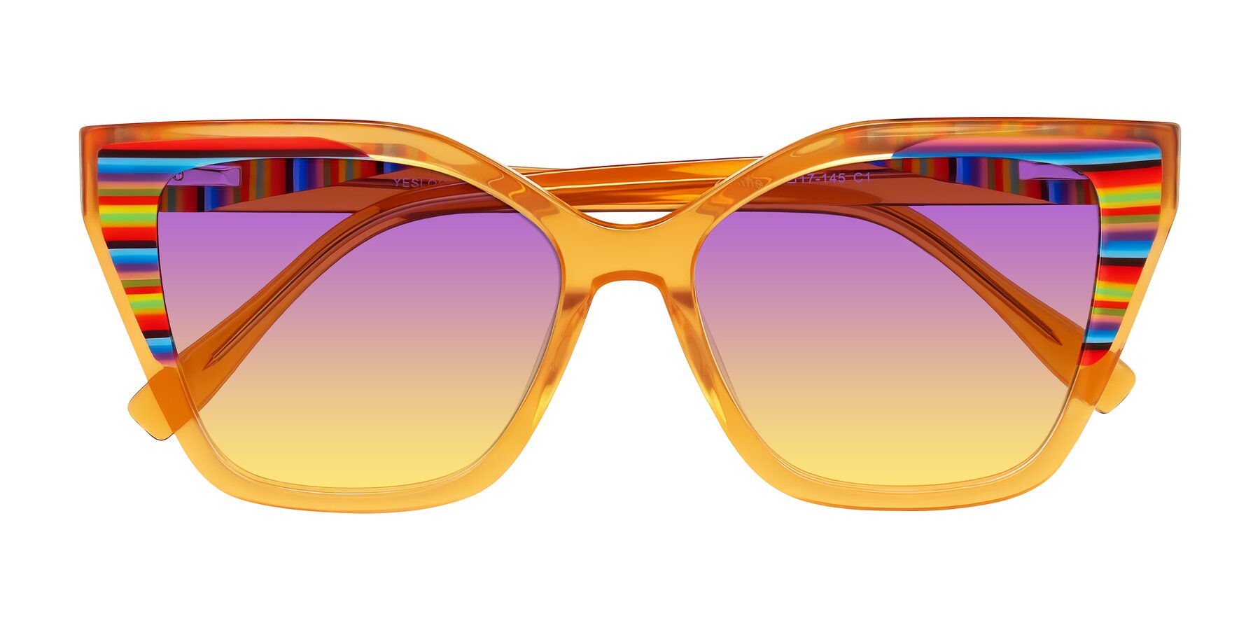 Folded Front of Zimme in Honey Groove with Purple / Yellow Gradient Lenses