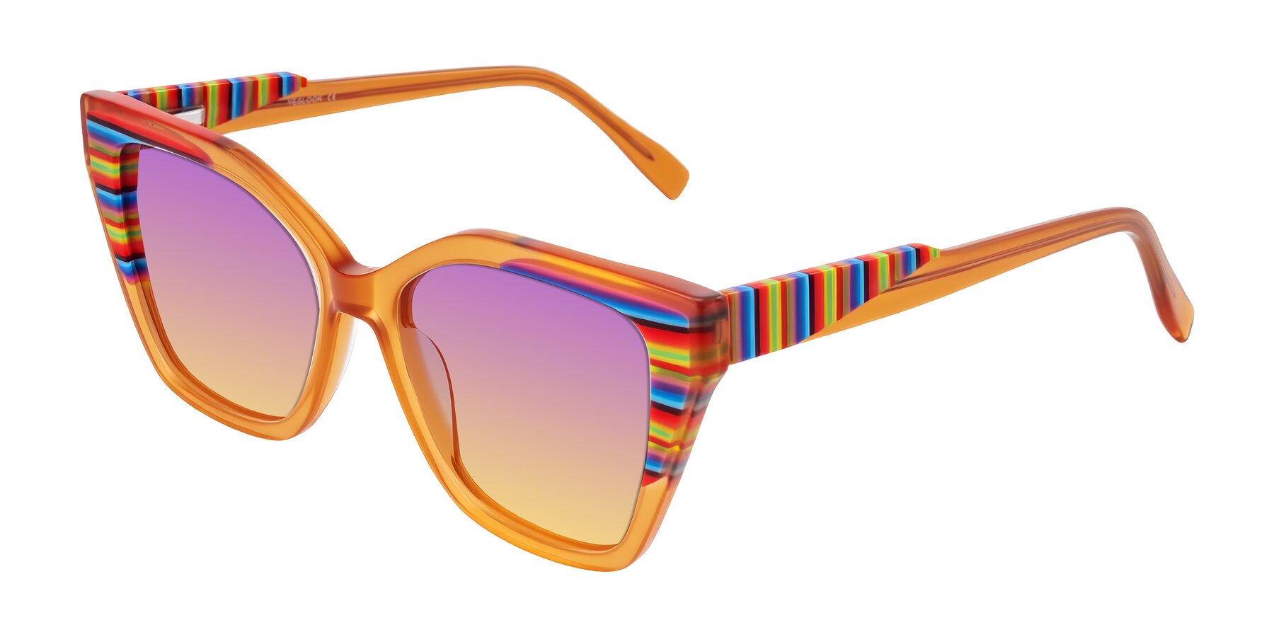 Angle of Zimme in Honey Groove with Purple / Yellow Gradient Lenses