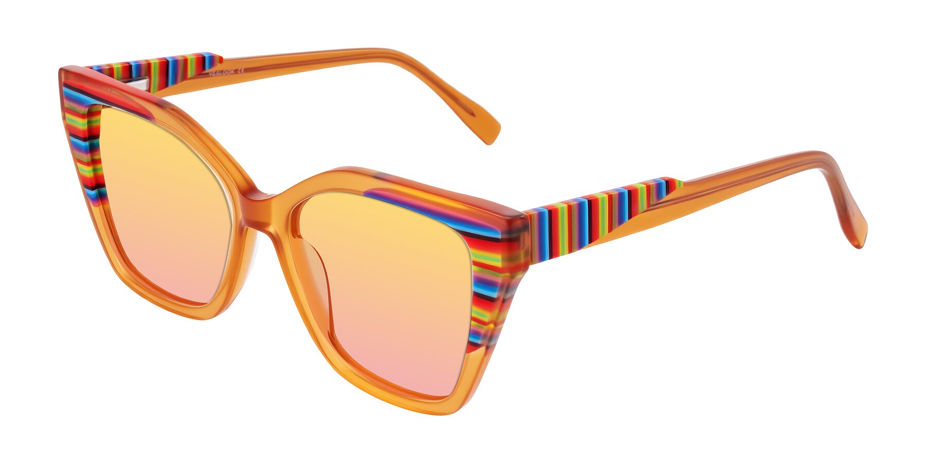 Angle of Zimme in Honey Groove with Yellow / Pink Gradient Lenses