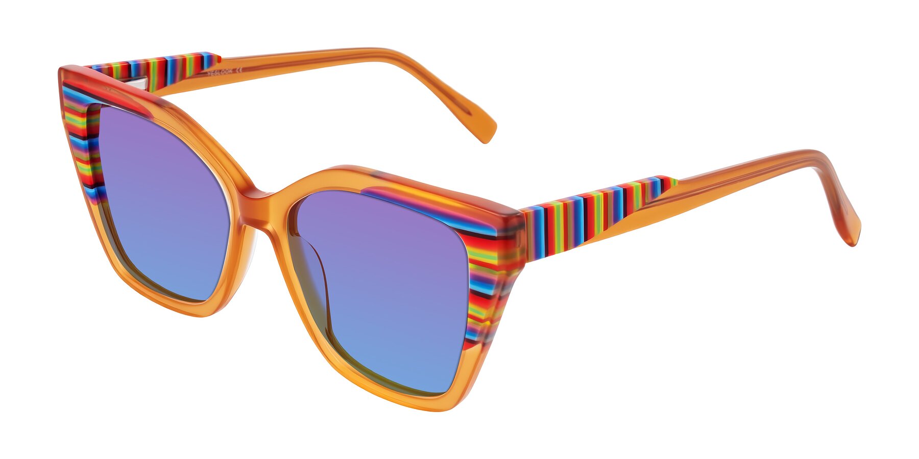 Angle of Zimme in Honey Groove with Purple / Blue Gradient Lenses