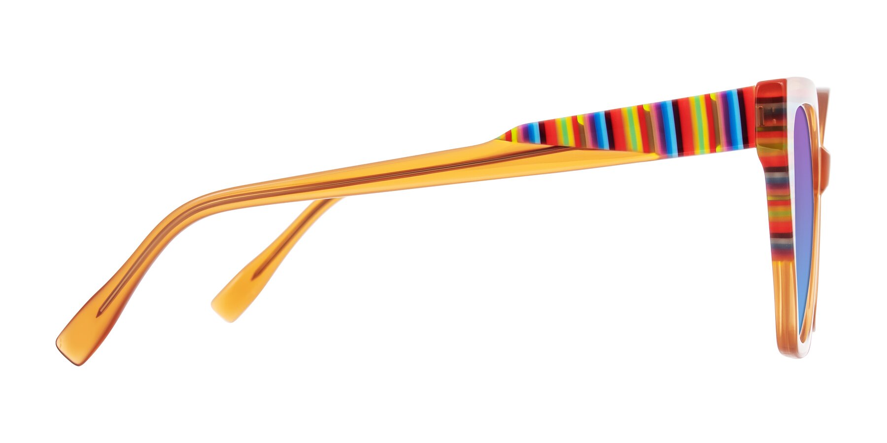 Side of Zimme in Honey Groove with Purple / Blue Gradient Lenses