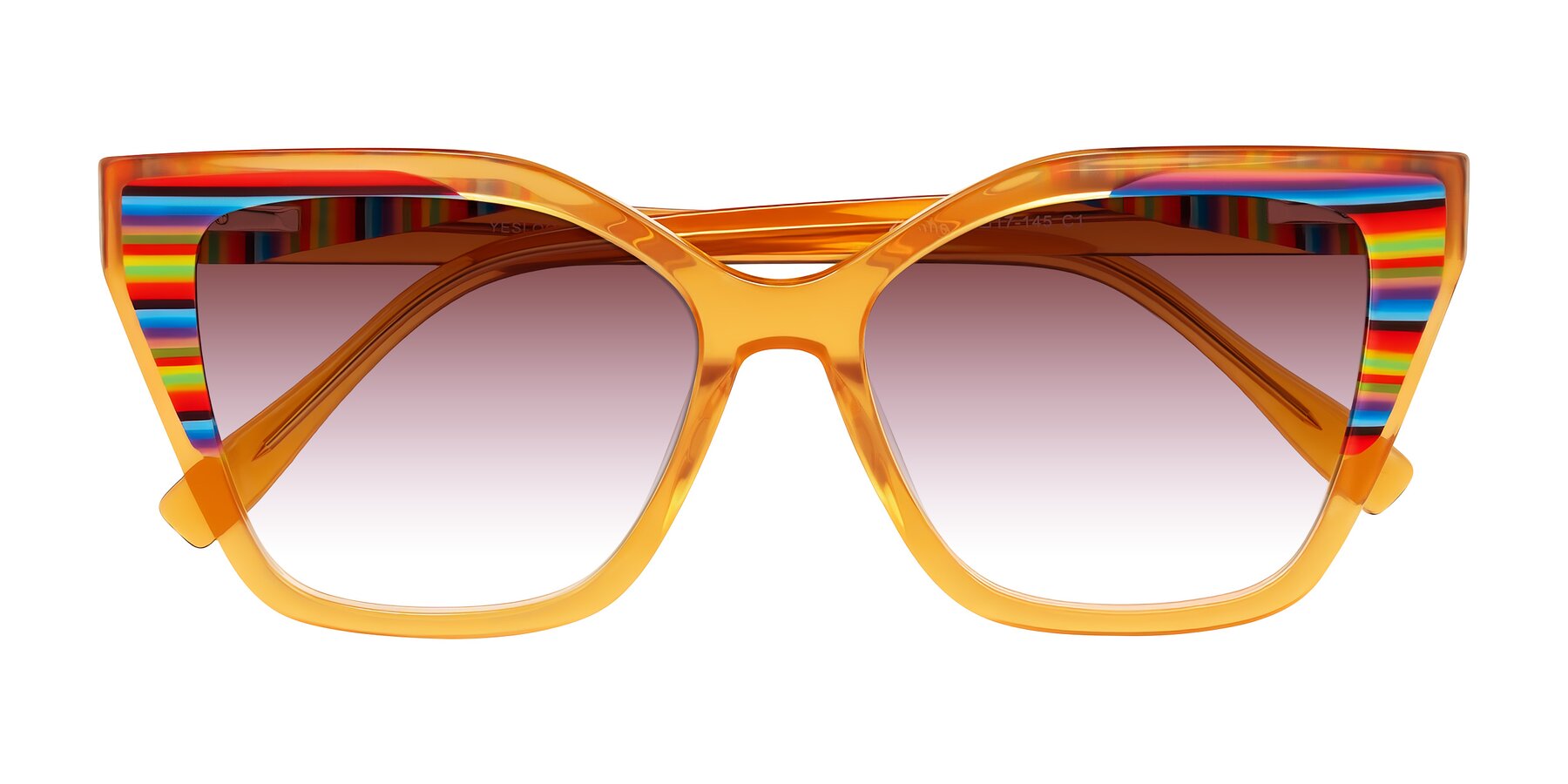 Folded Front of Zimme in Honey Groove with Garnet Gradient Lenses