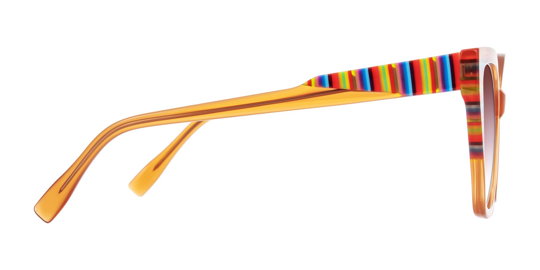 Side of Zimme in Honey Groove with Garnet Gradient Lenses