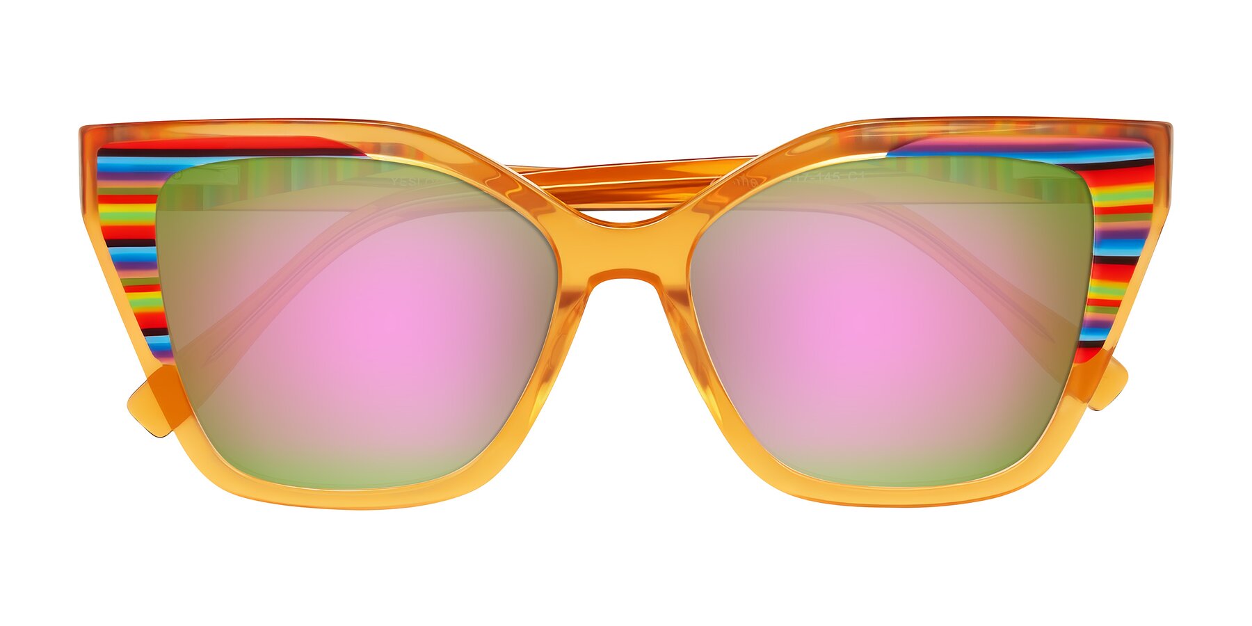 Folded Front of Zimme in Honey Groove with Pink Mirrored Lenses