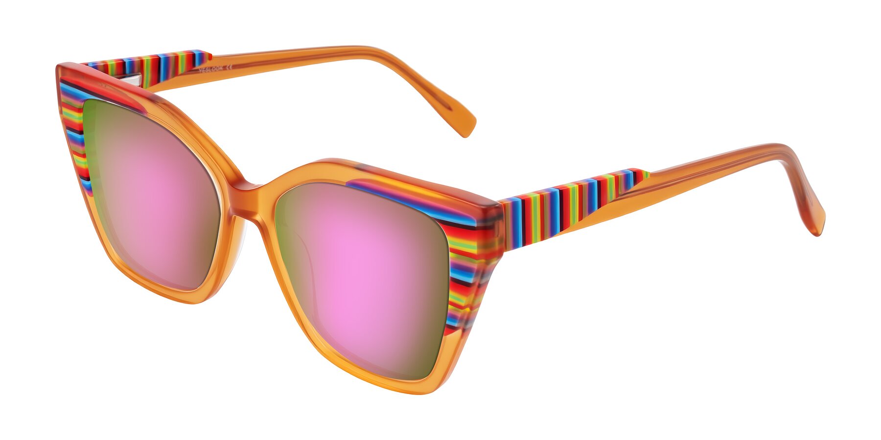 Angle of Zimme in Honey Groove with Pink Mirrored Lenses
