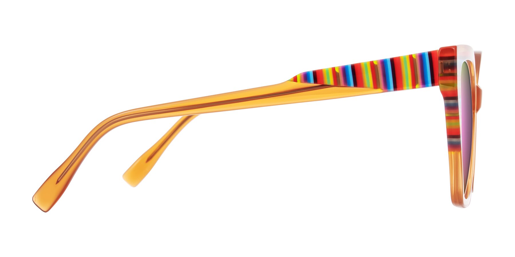Side of Zimme in Honey Groove with Pink Mirrored Lenses