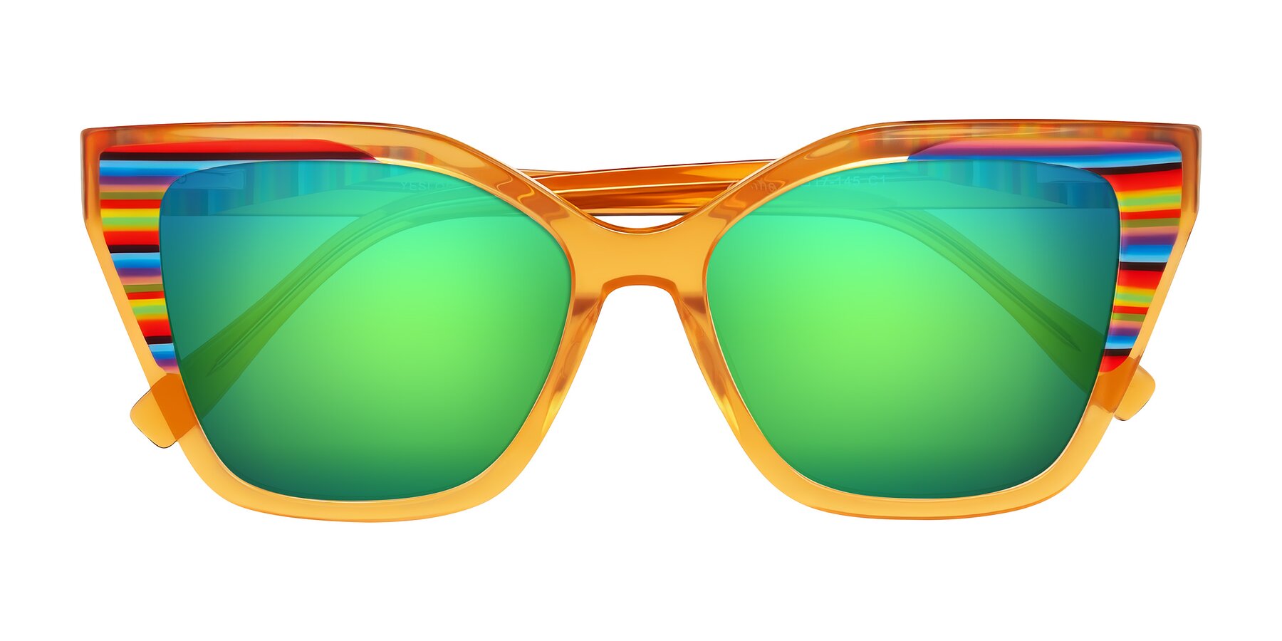 Folded Front of Zimme in Honey Groove with Green Mirrored Lenses