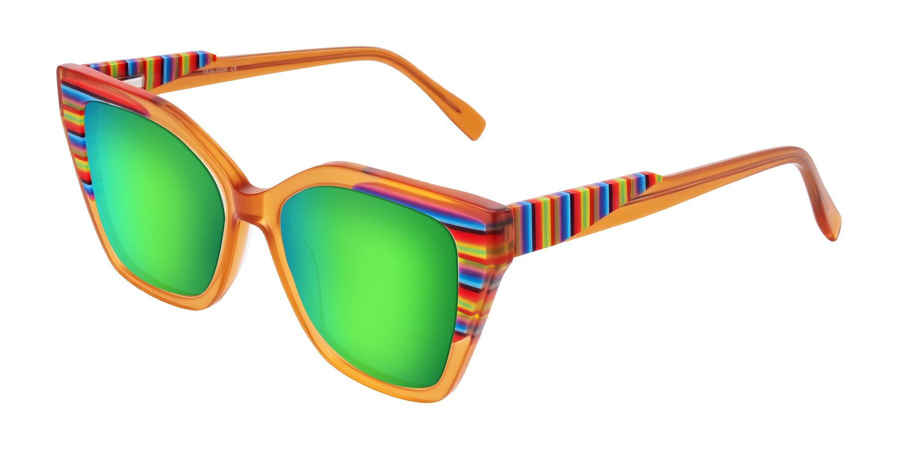 Angle of Zimme in Honey Groove with Green Mirrored Lenses