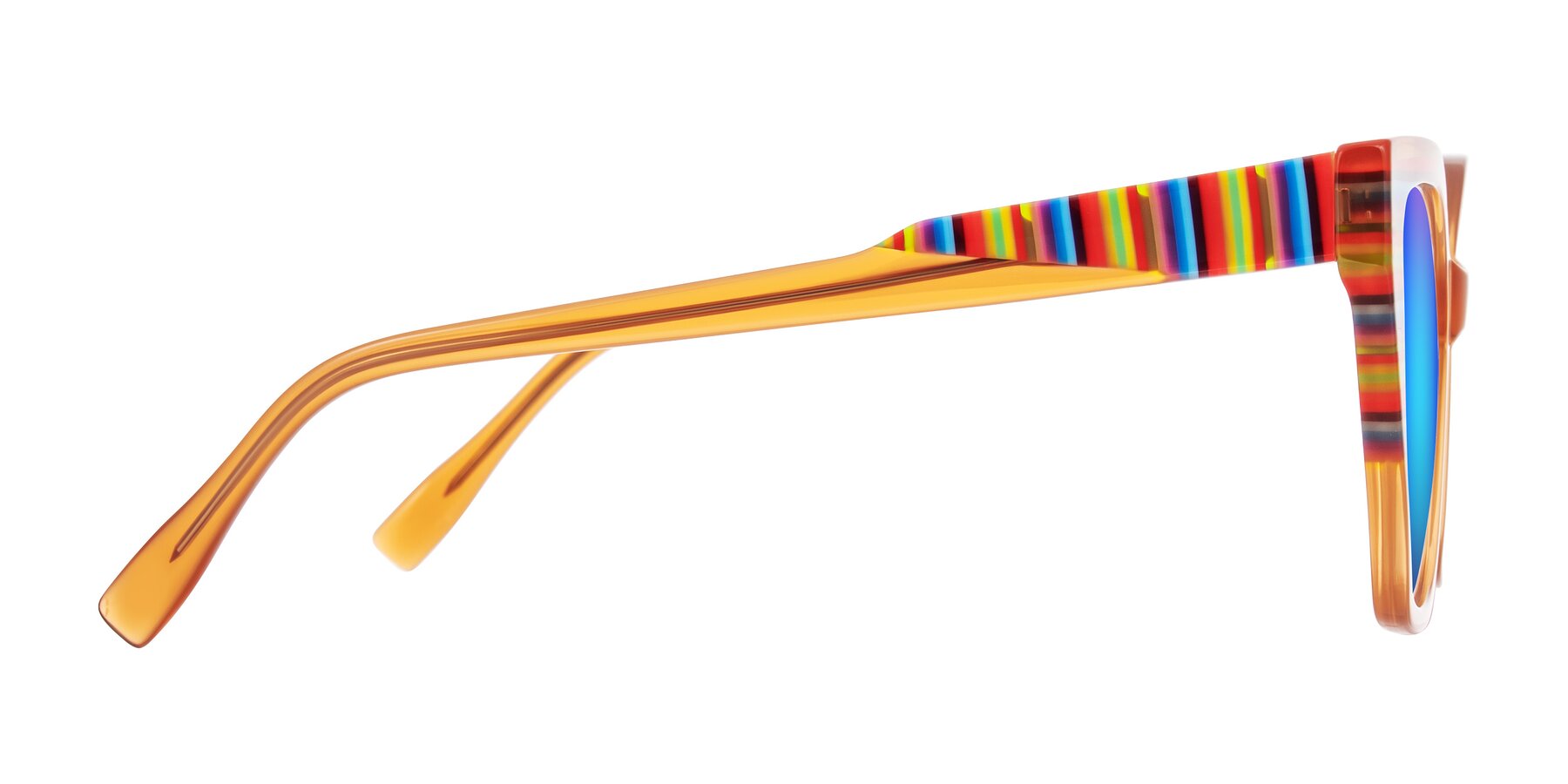 Side of Zimme in Honey Groove with Blue Mirrored Lenses