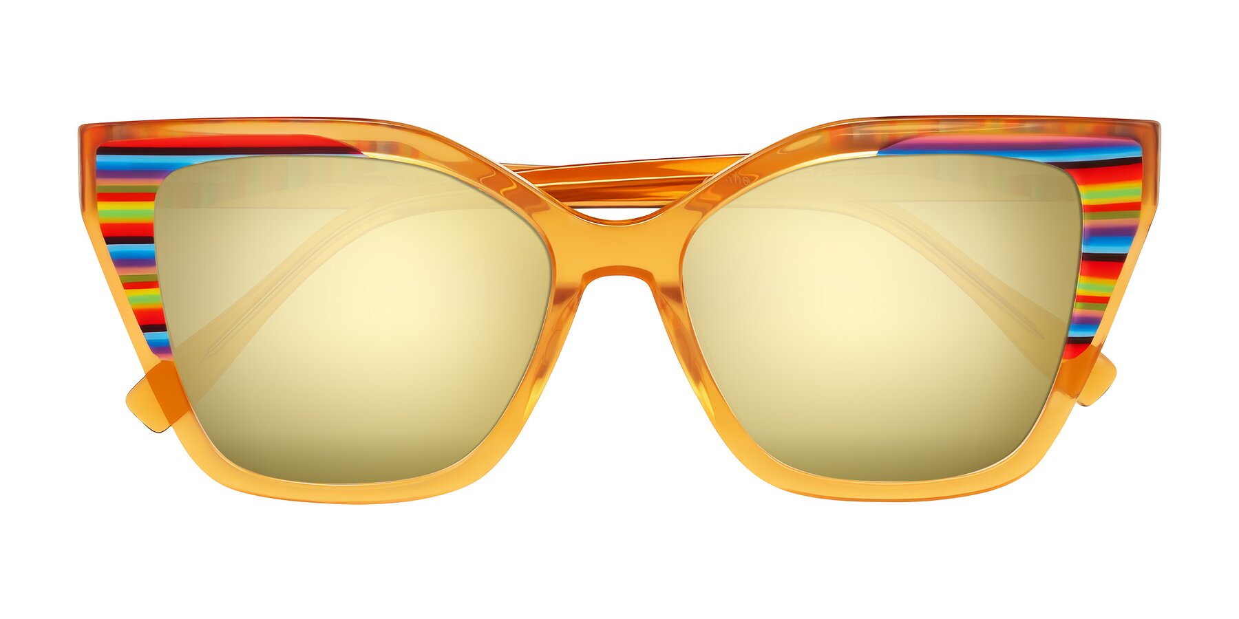 Folded Front of Zimme in Honey Groove with Gold Mirrored Lenses