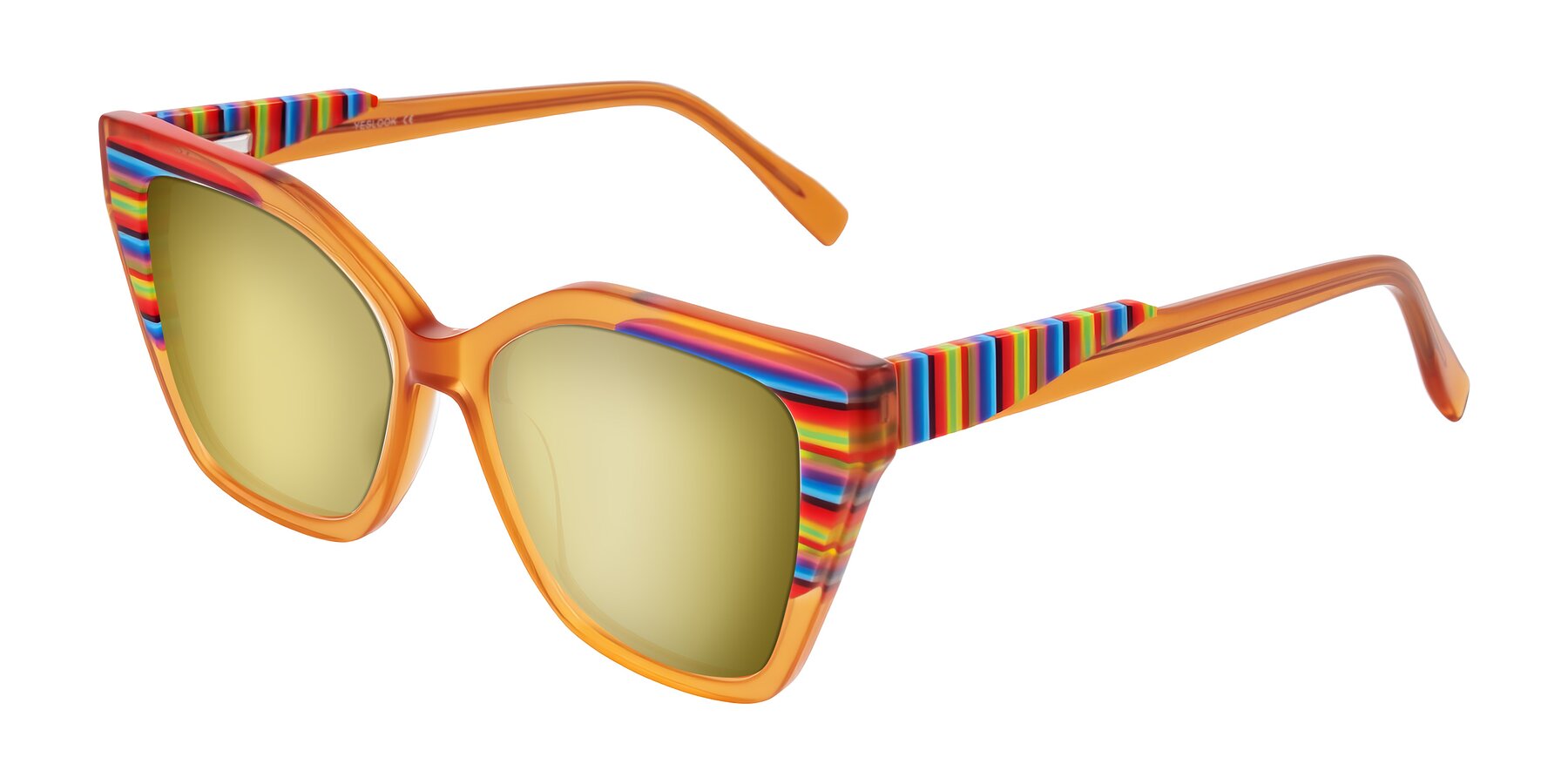 Angle of Zimme in Honey Groove with Gold Mirrored Lenses