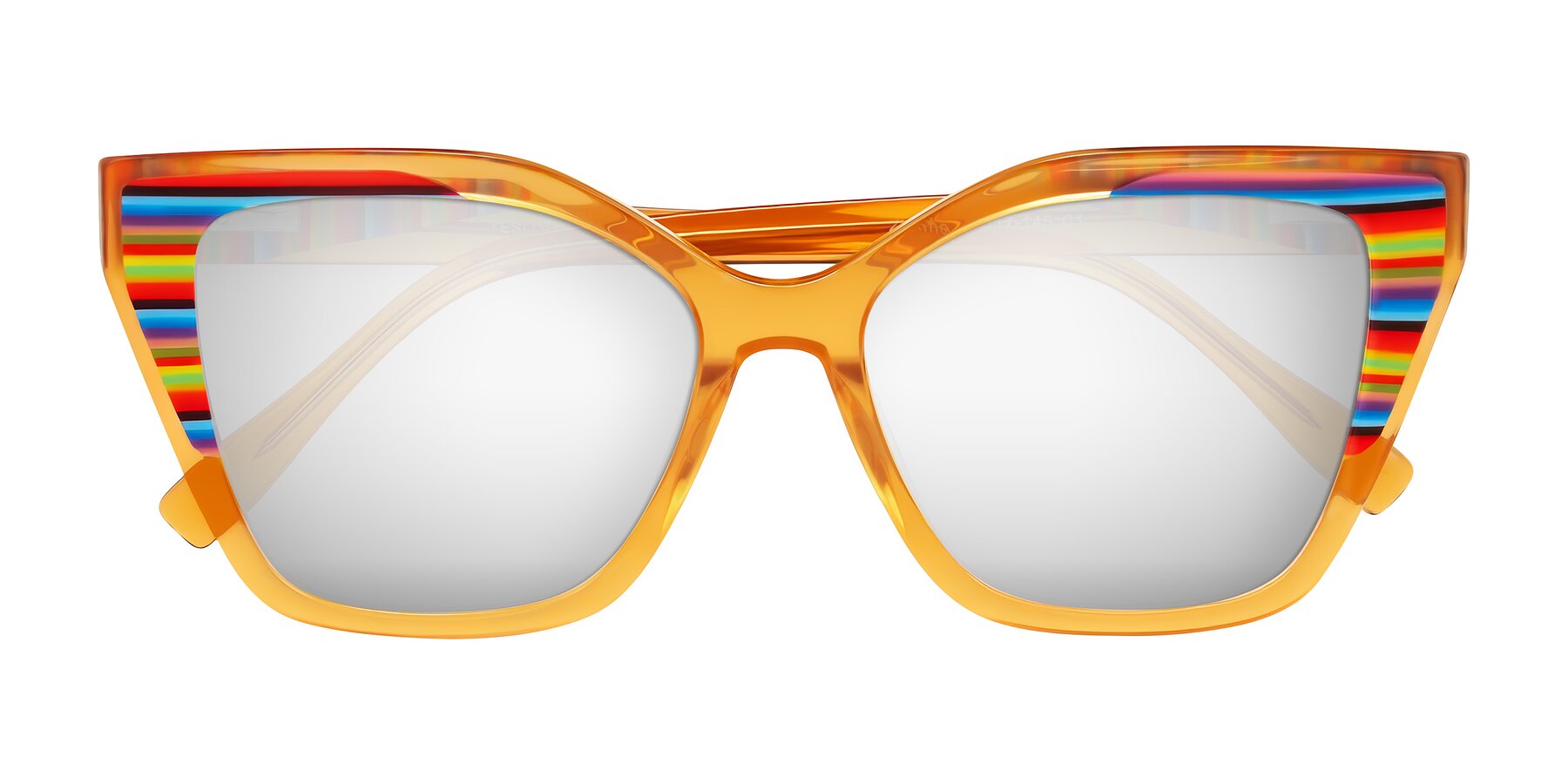 Folded Front of Zimme in Honey Groove with Silver Mirrored Lenses