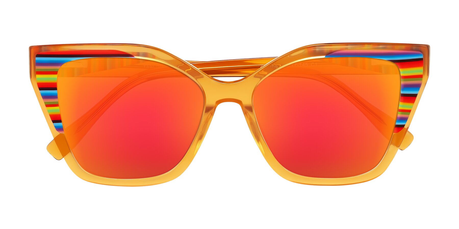 Folded Front of Zimme in Honey Groove with Red Gold Mirrored Lenses