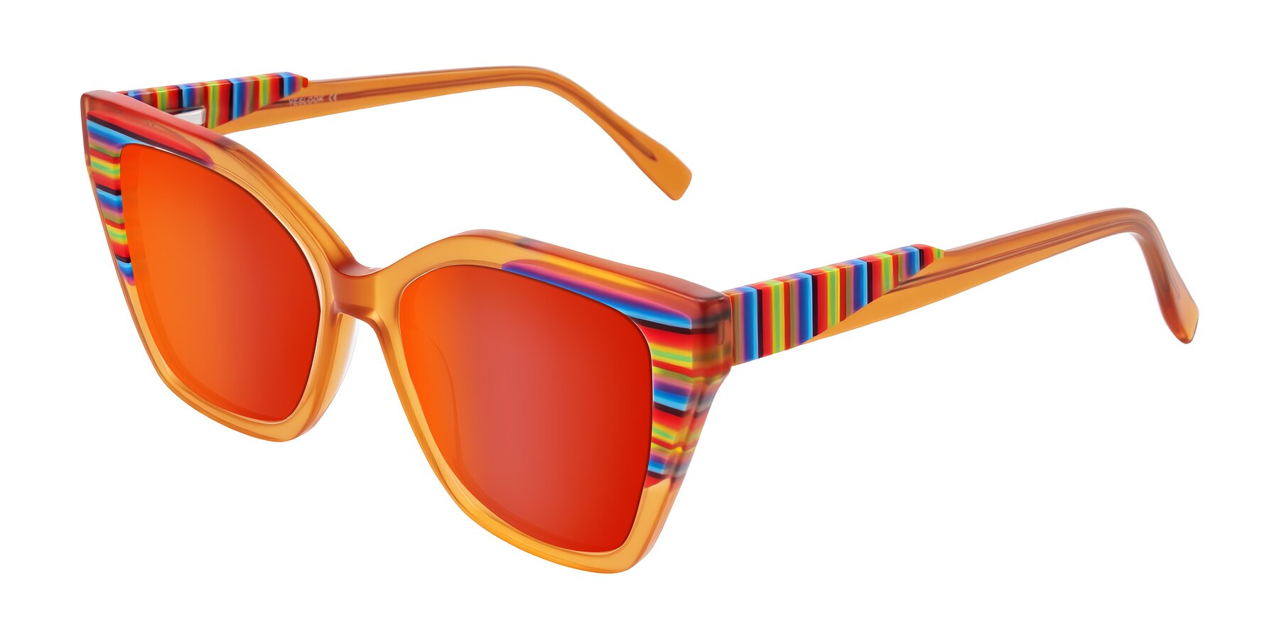 Angle of Zimme in Honey Groove with Red Gold Mirrored Lenses