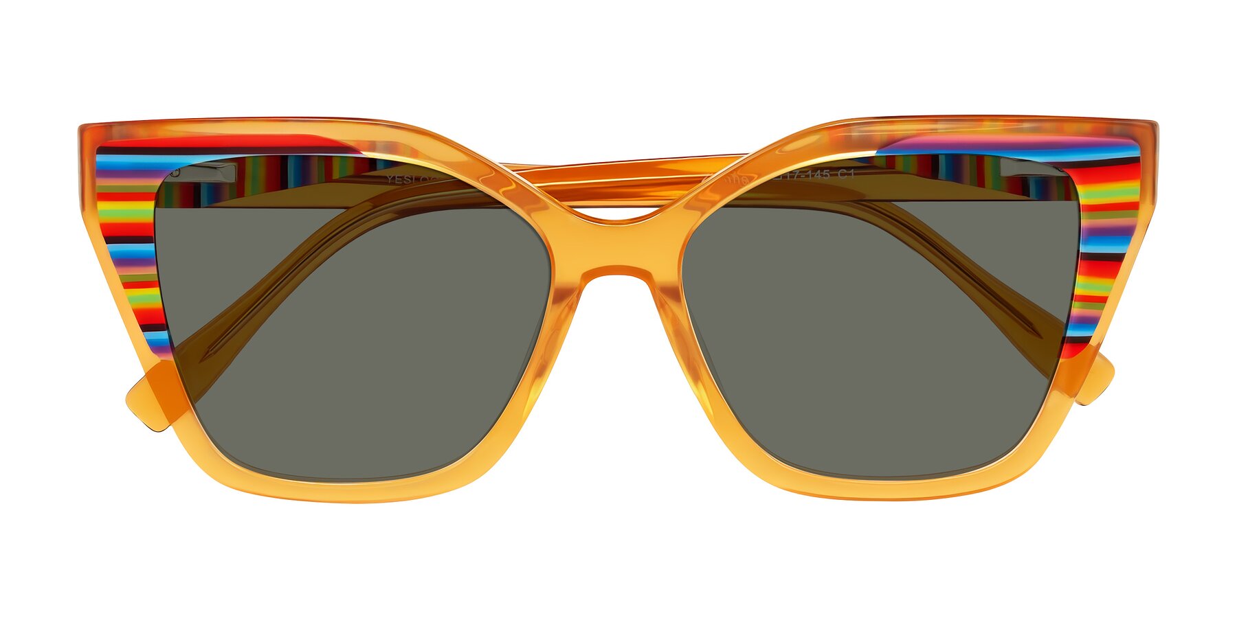 Folded Front of Zimme in Honey Groove with Gray Polarized Lenses