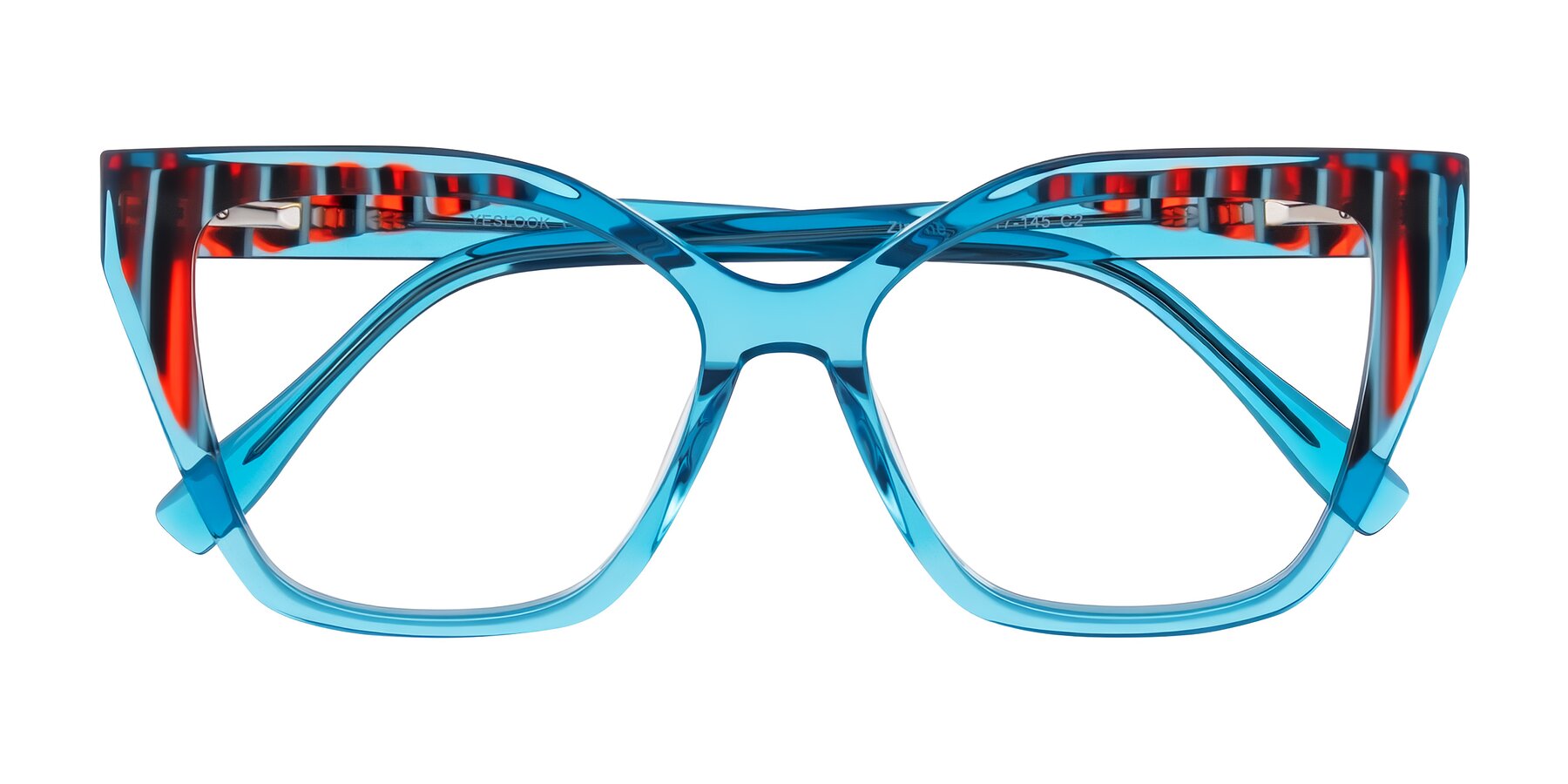 Folded Front of Zimme in Blue Fizz with Clear Eyeglass Lenses