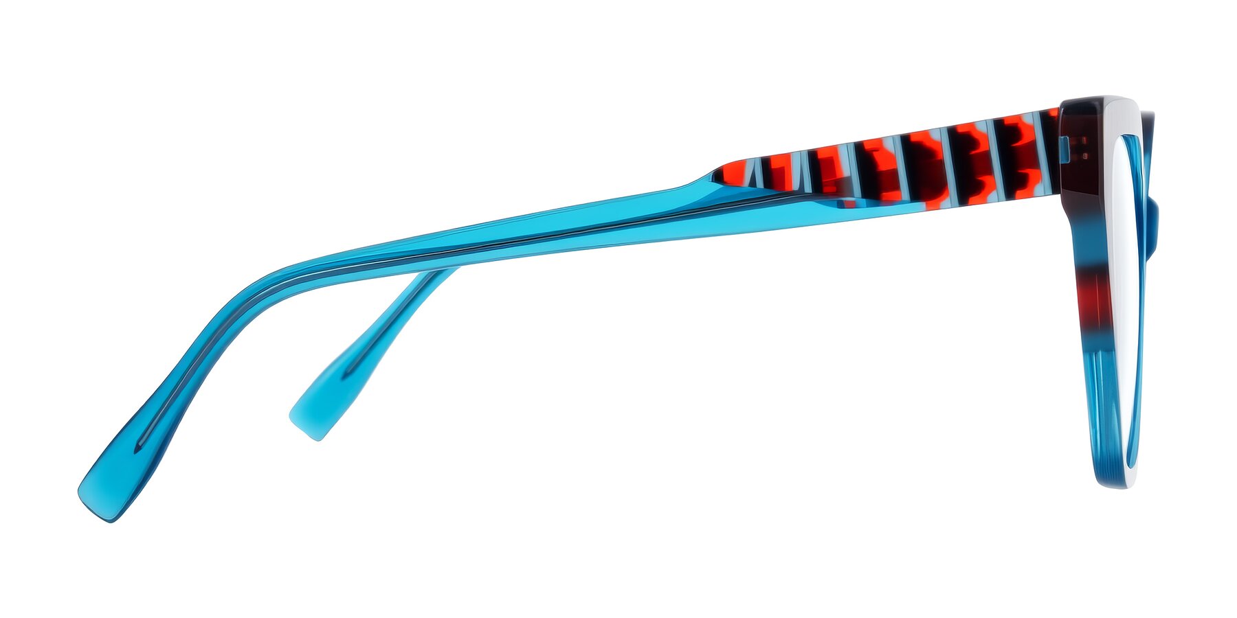 Side of Zimme in Blue Fizz with Clear Eyeglass Lenses