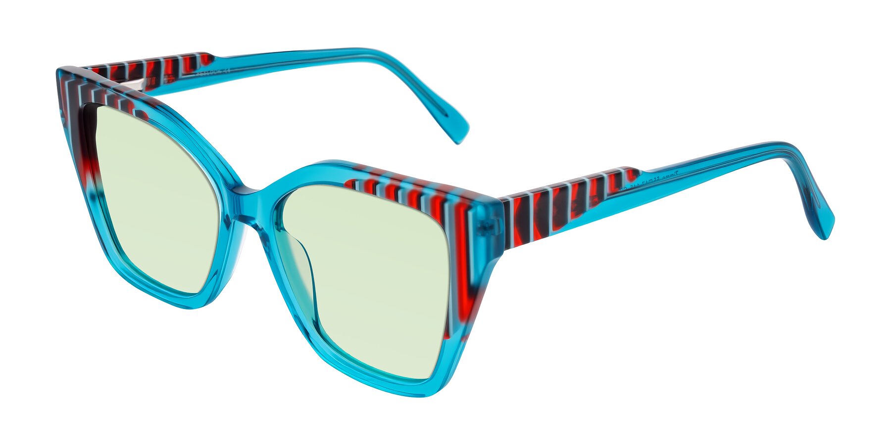 Angle of Zimme in Blue Fizz with Light Green Tinted Lenses