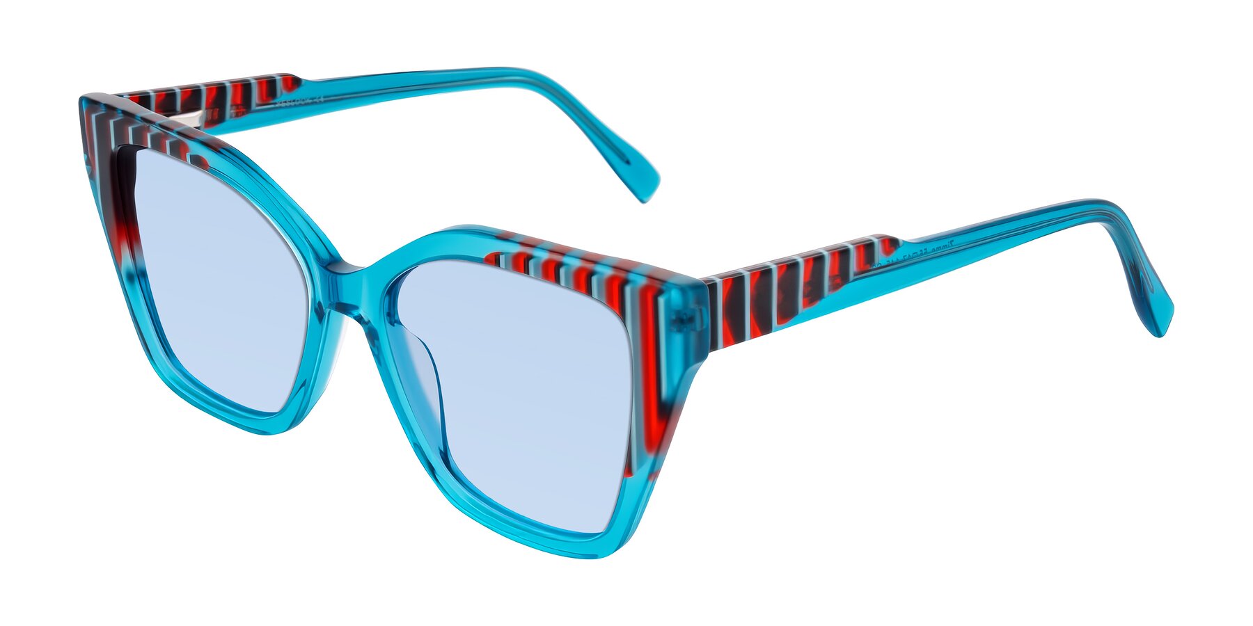 Angle of Zimme in Blue Fizz with Light Blue Tinted Lenses