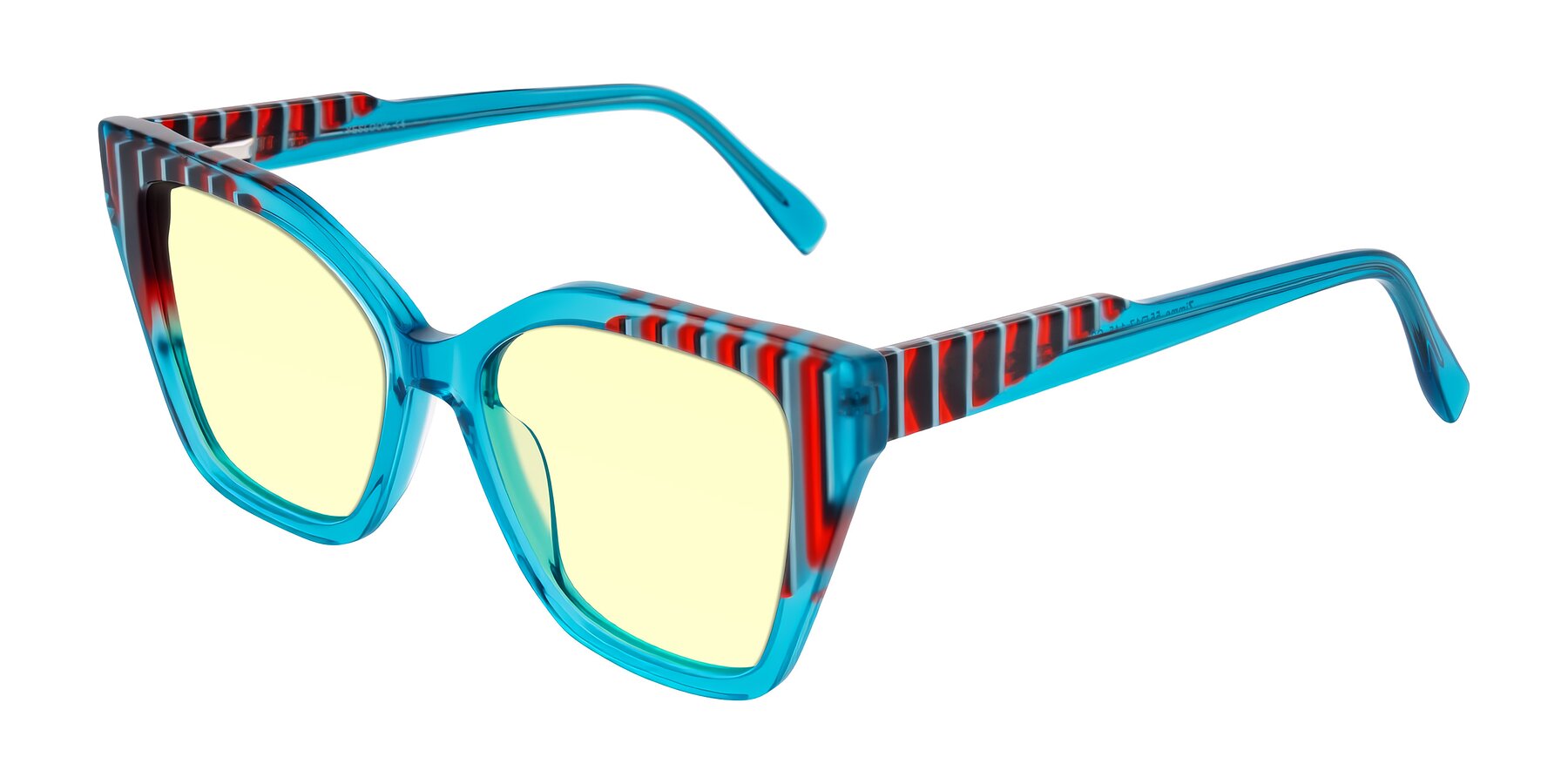Angle of Zimme in Blue Fizz with Light Yellow Tinted Lenses