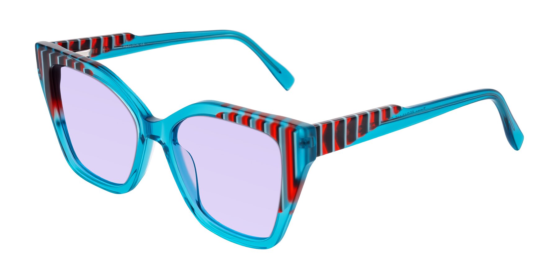 Angle of Zimme in Blue Fizz with Light Purple Tinted Lenses