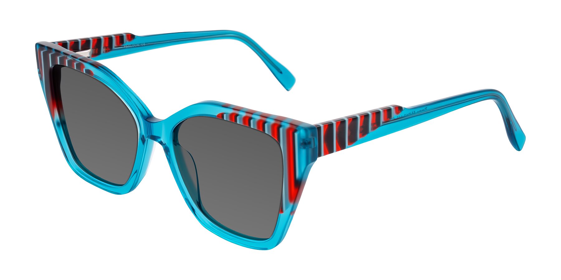 Angle of Zimme in Blue Fizz with Medium Gray Tinted Lenses