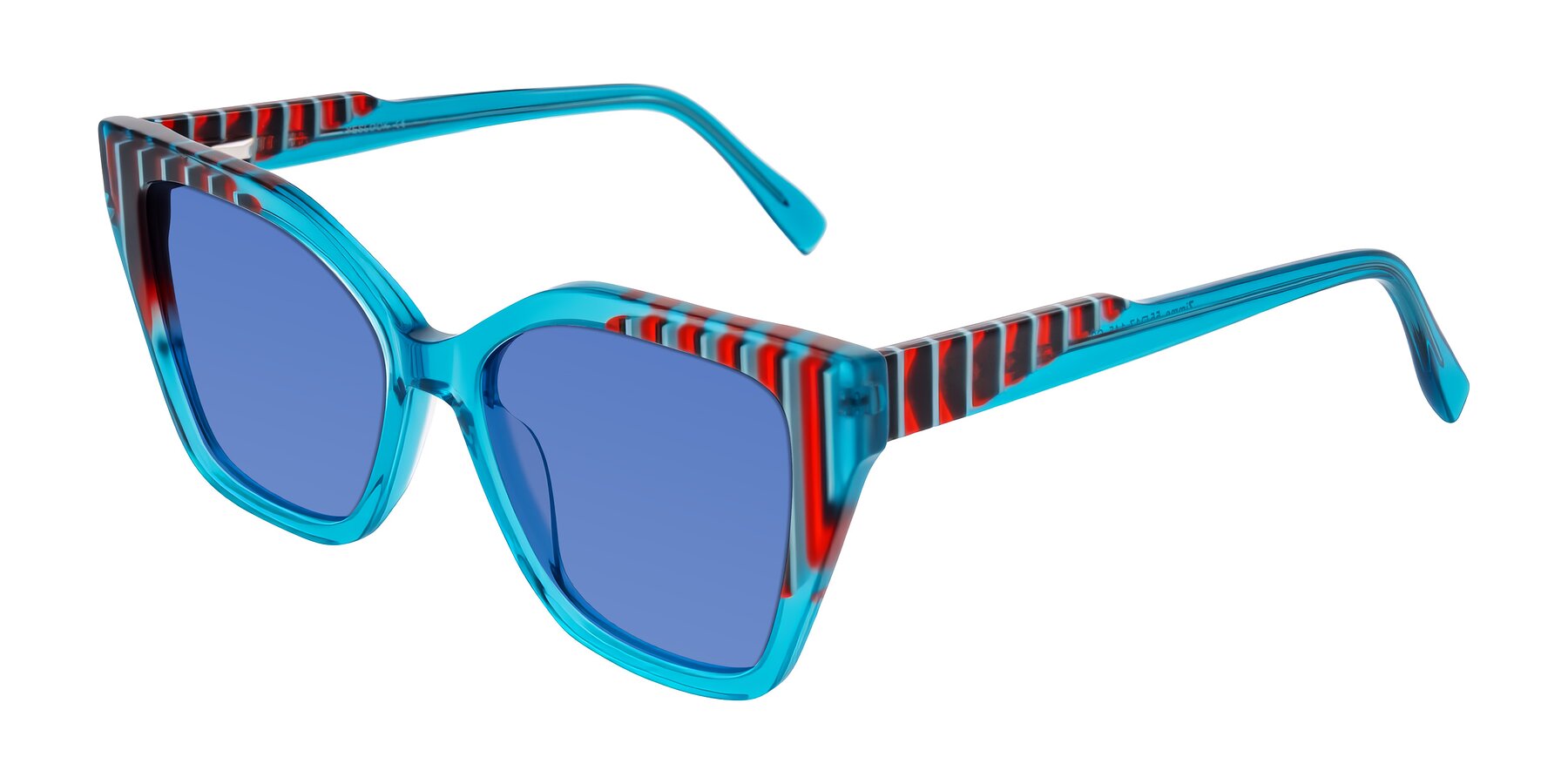 Angle of Zimme in Blue Fizz with Blue Tinted Lenses