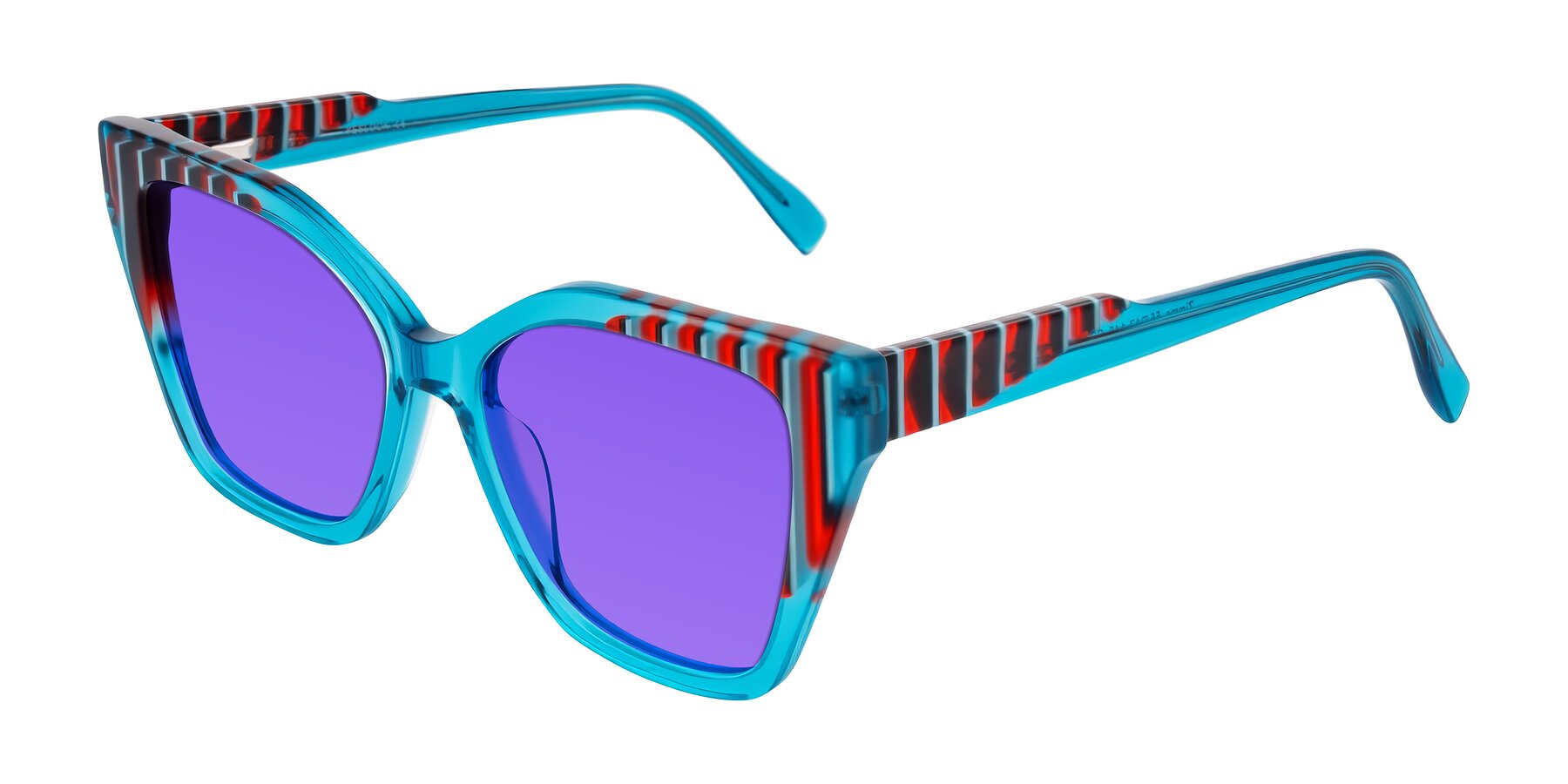 Angle of Zimme in Blue Fizz with Purple Tinted Lenses
