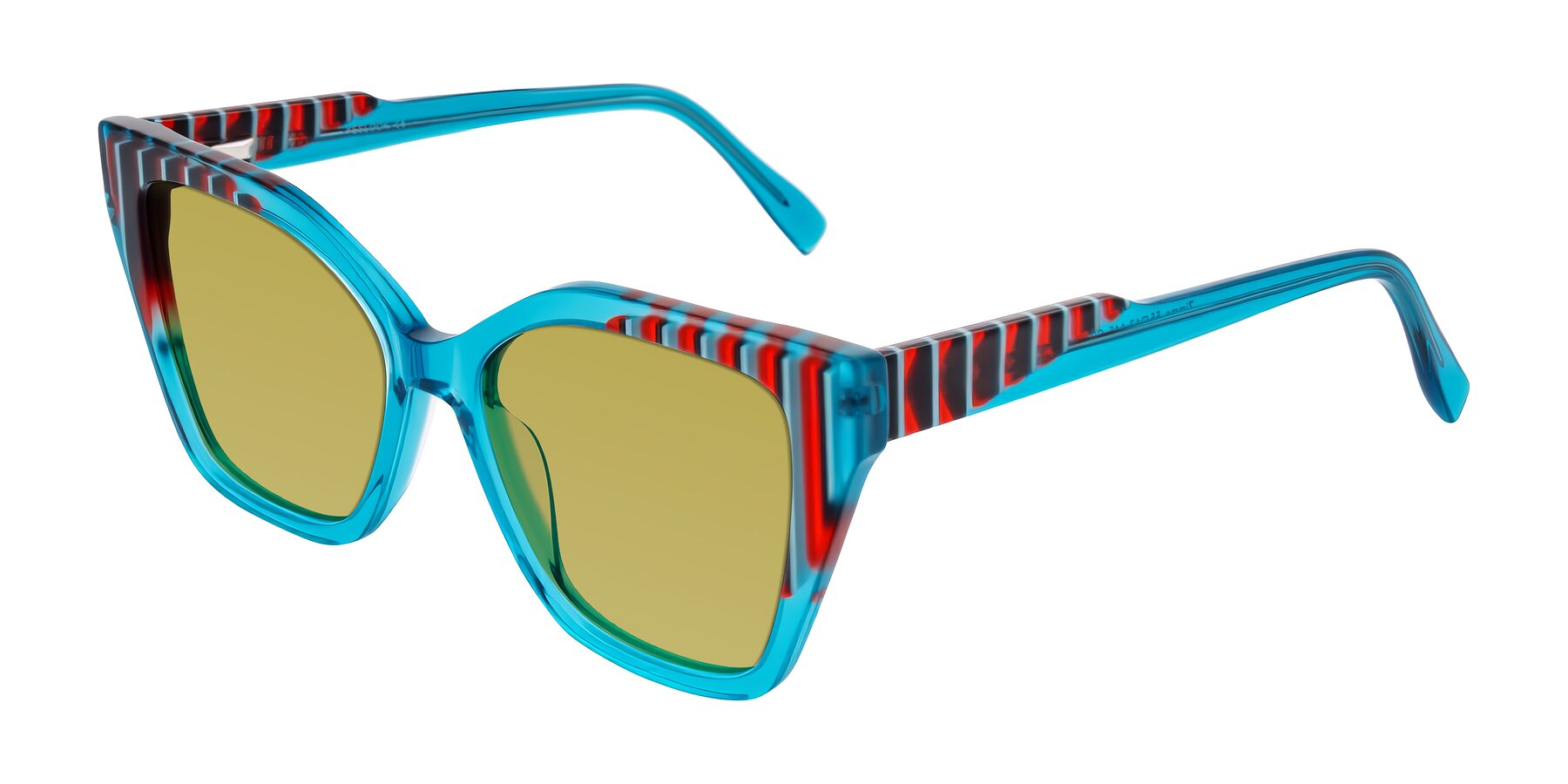 Angle of Zimme in Blue Fizz with Champagne Tinted Lenses