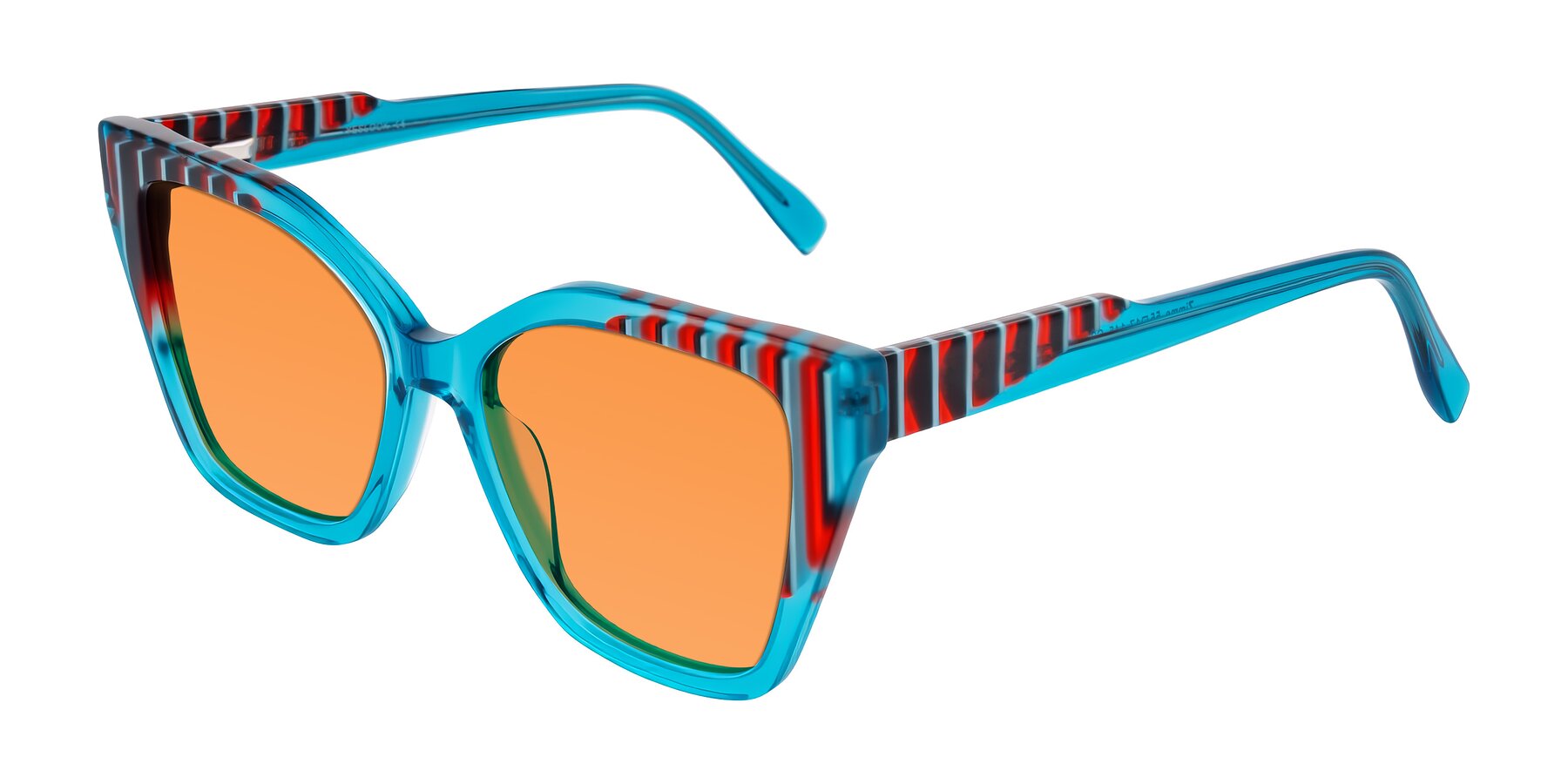 Angle of Zimme in Blue Fizz with Orange Tinted Lenses