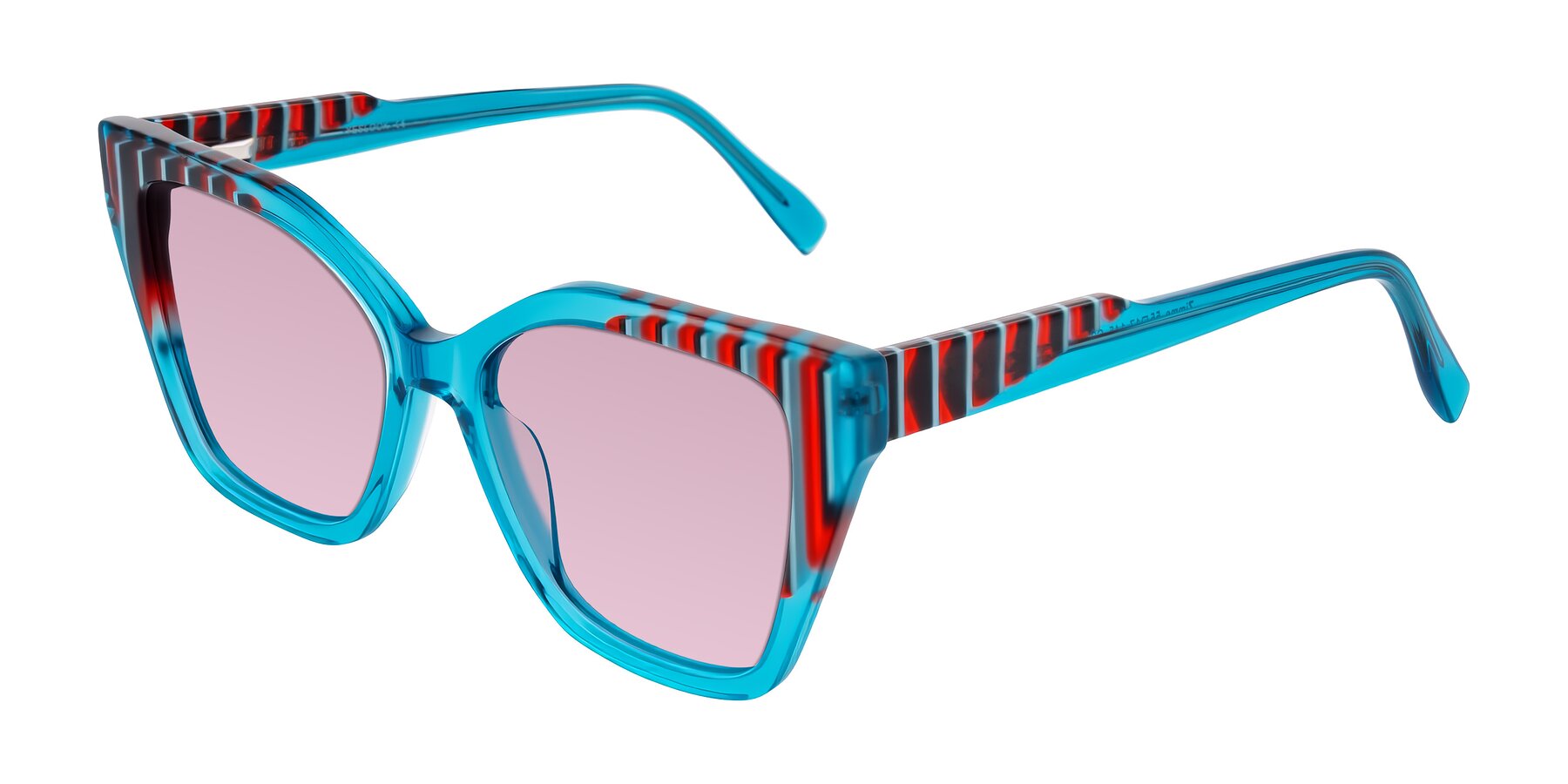 Angle of Zimme in Blue Fizz with Light Wine Tinted Lenses
