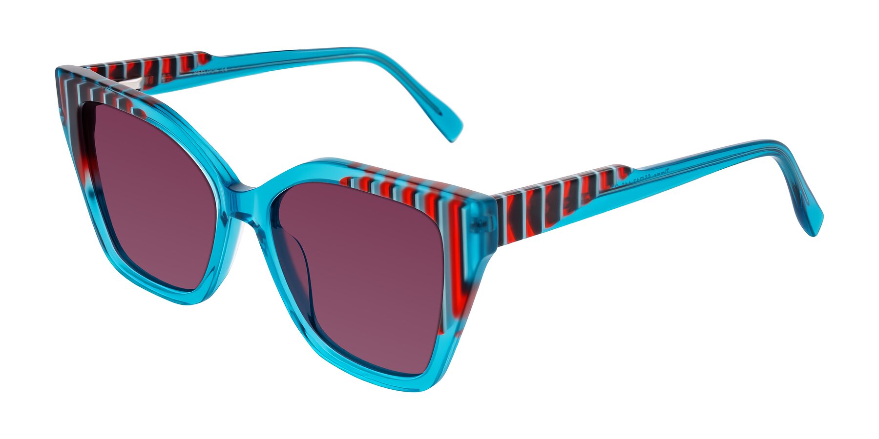 Angle of Zimme in Blue Fizz with Wine Tinted Lenses