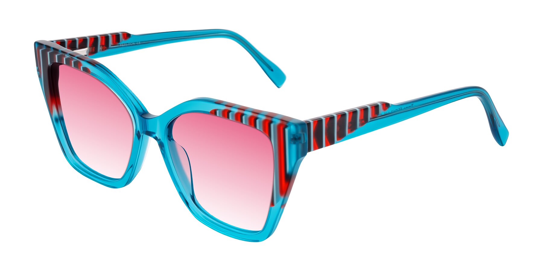 Angle of Zimme in Blue Fizz with Pink Gradient Lenses