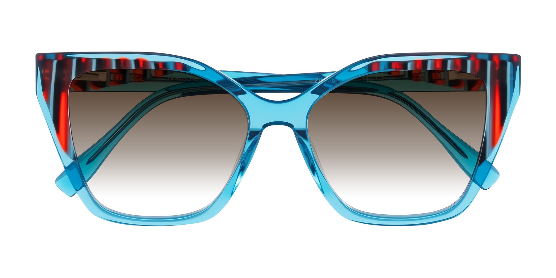 Folded Front of Zimme in Blue Fizz with Brown Gradient Lenses