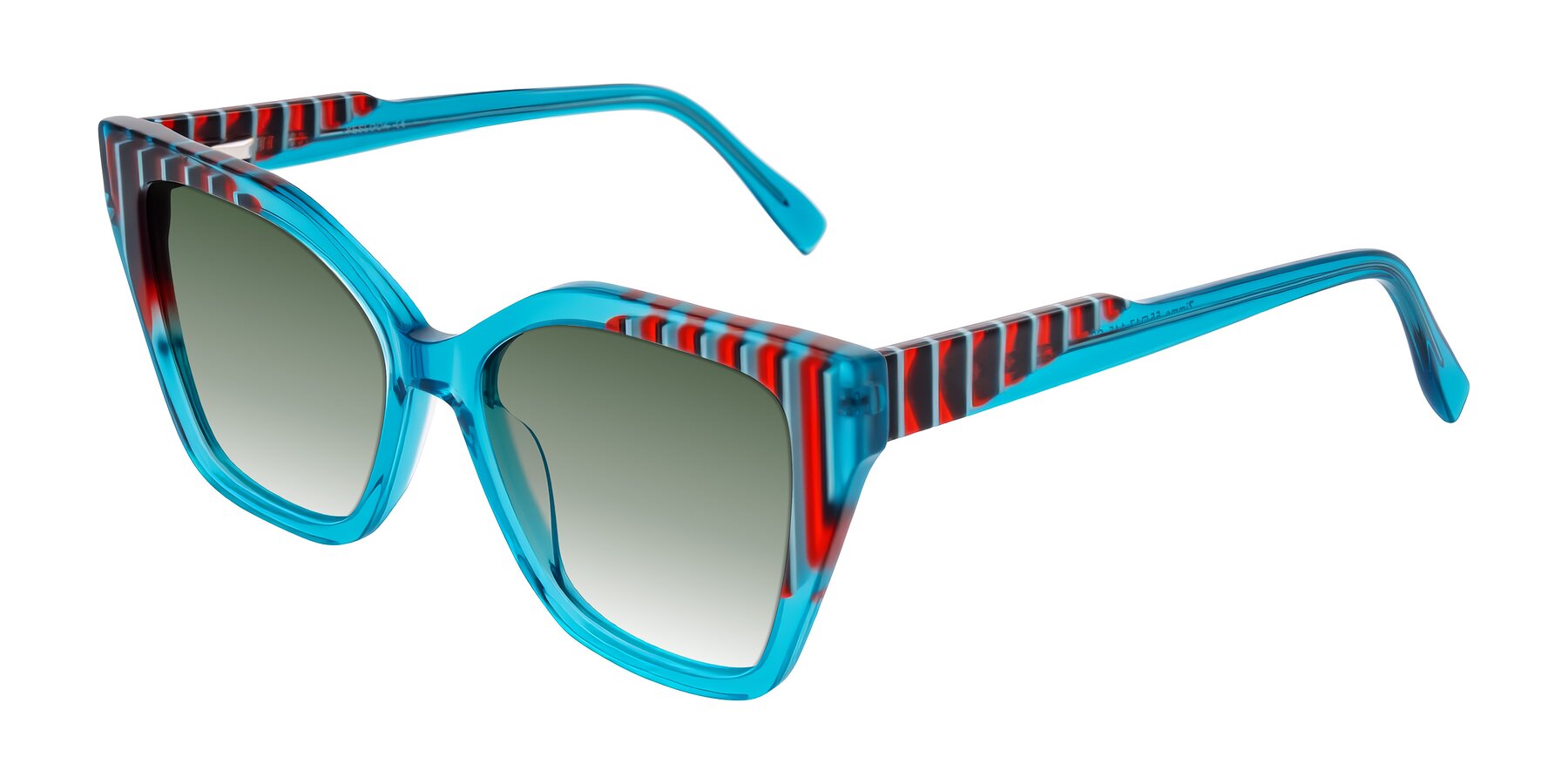 Angle of Zimme in Blue Fizz with Green Gradient Lenses
