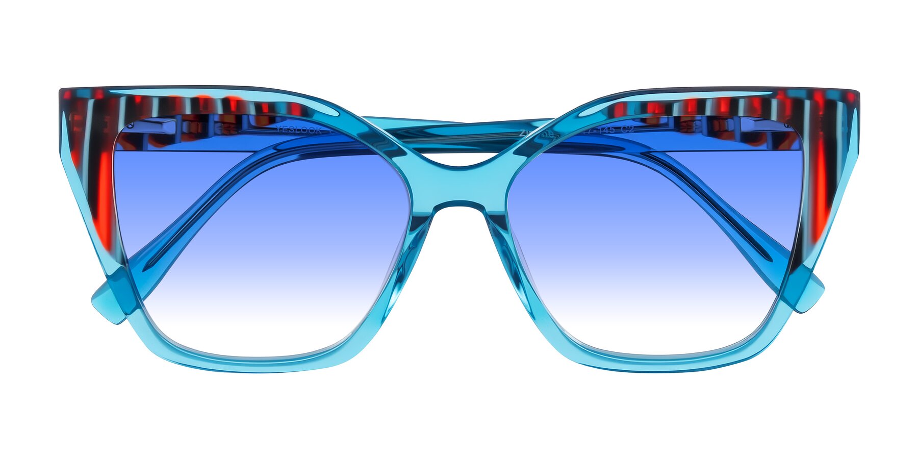Folded Front of Zimme in Blue Fizz with Blue Gradient Lenses