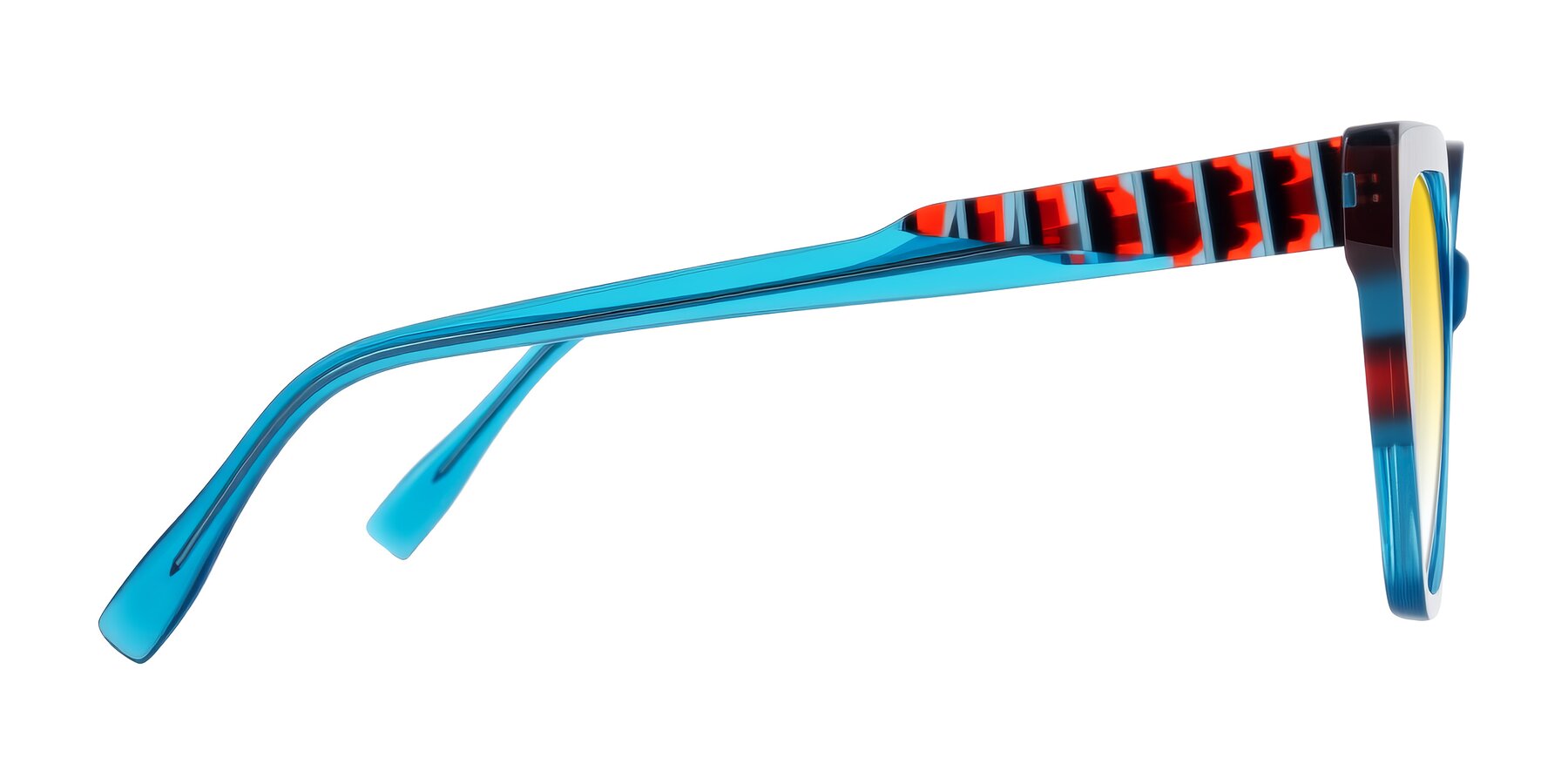 Side of Zimme in Blue Fizz with Yellow Gradient Lenses