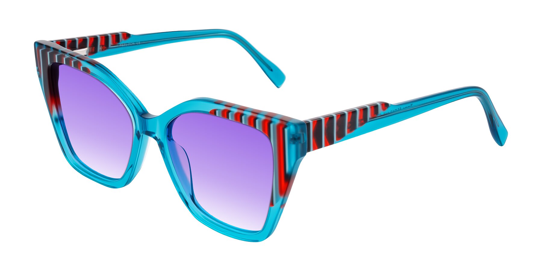 Angle of Zimme in Blue Fizz with Purple Gradient Lenses