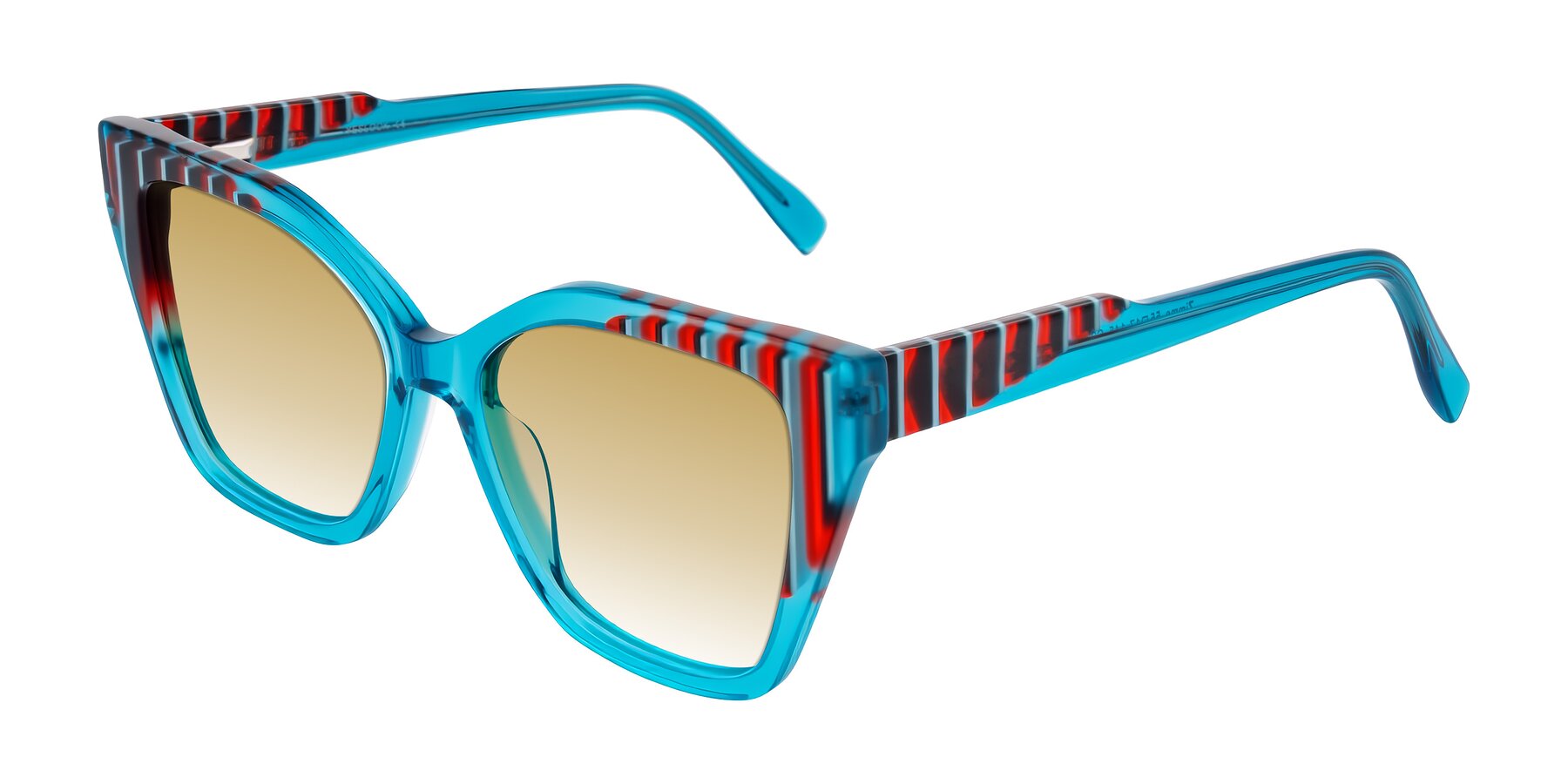 Angle of Zimme in Blue Fizz with Champagne Gradient Lenses