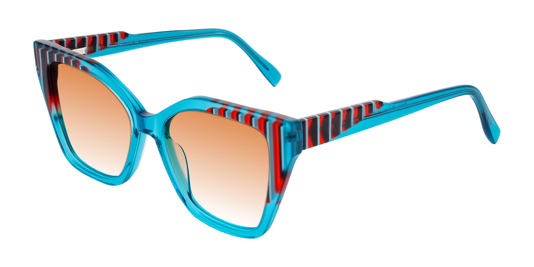Angle of Zimme in Blue Fizz with Orange Gradient Lenses