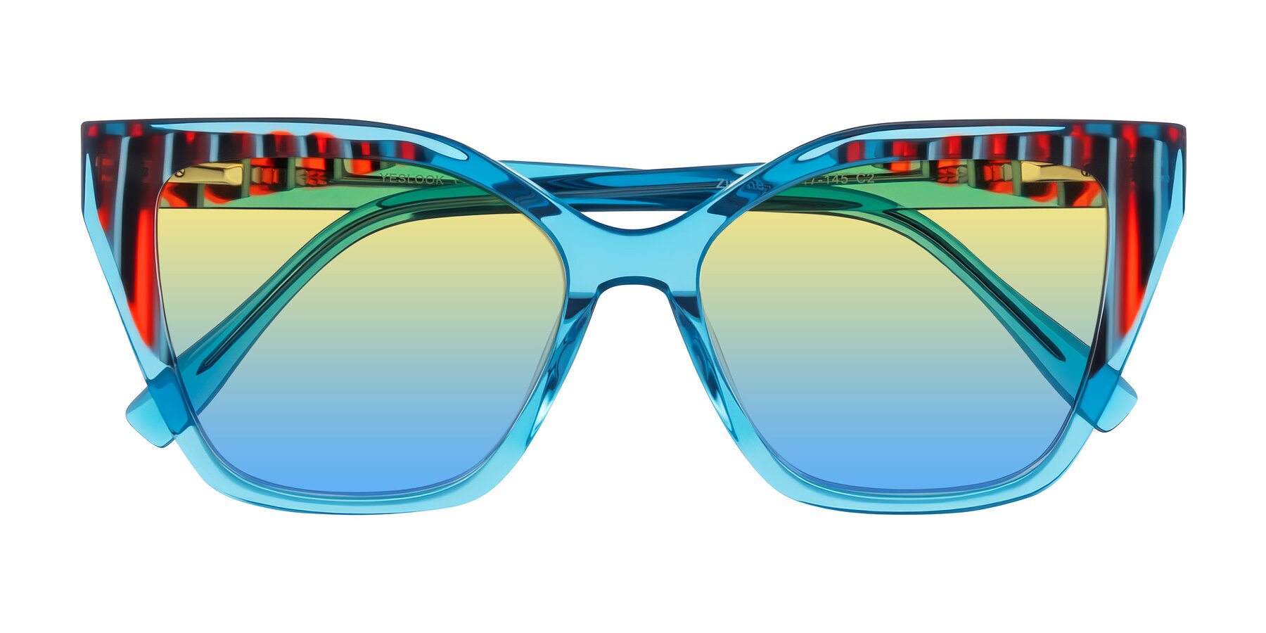 Folded Front of Zimme in Blue Fizz with Yellow / Blue Gradient Lenses