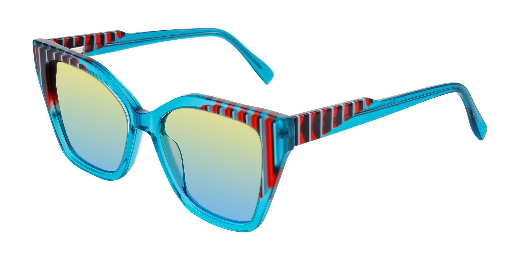 Angle of Zimme in Blue Fizz with Yellow / Blue Gradient Lenses